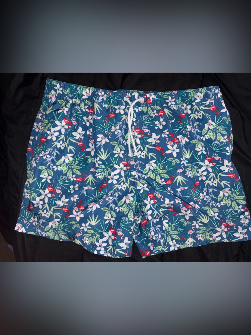 Original Penguin Navy Floral & Flamingo Swim Shorts